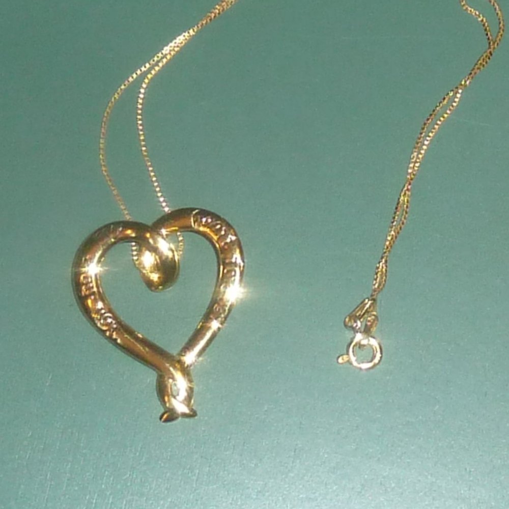 You Hold My Heart Forever, Pendant Necklace & Chain, Gold Over Sterling Silver